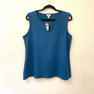 Avenue teal zig zag textured sleeveless keyhole opening top size 14